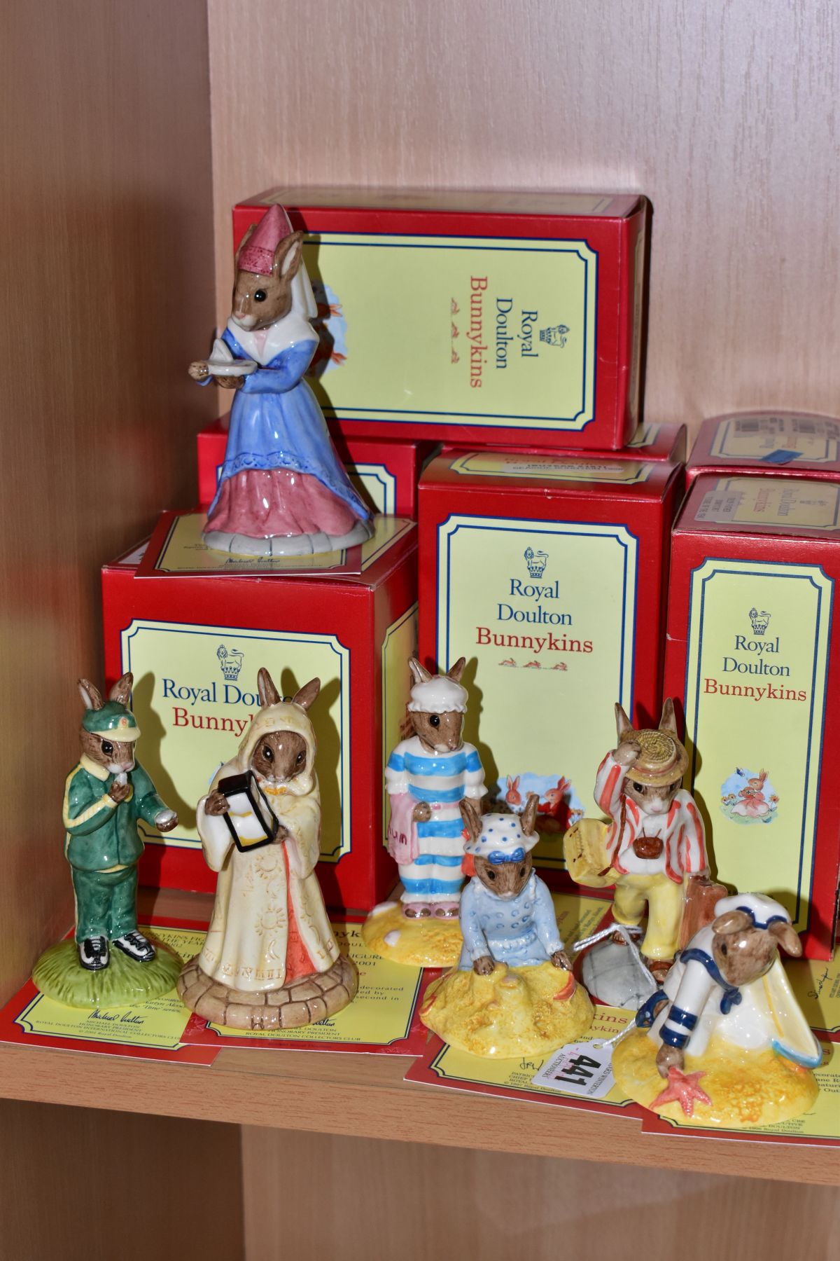 SEVEN BOXED ROYAL DOULTON BUNNYKINS OF THE YEAR FIGURES, comprising four from Holiday Outing