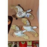 A SET OF THREE GRADUATED BESWICK PINK LEGGED PARTRIDGE WALL PLAQUES, nos1188/1, 1188/2 and 1188/3 (