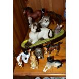 A GROUP OF BESWICK AND ROYAL DOULTON ANIMAL FIGURES, comprising a Beswick figure group 1558/1678