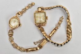 TWO LADIES WRISTWATCHES, the first designed with a square cream dial signed 'Majex' Arabic numerals,