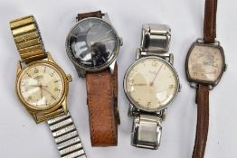 FOUR GENTLEMENS WRISTWATCHES, to include a 'Bentima star' hand wound movement, round champagne