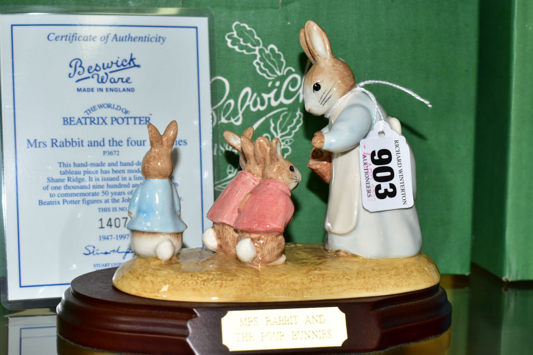 A BOXED BESWICK WARE LIMITED EDITION BEATRIX POTTER TABLEAU, BP-8b, Mrs Rabbit and the four