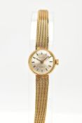 A LADIES 14CT GOLD 'PRISMA' WRISTWATCH, hand wound movement (working), round silver dial signed '