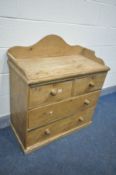 A VICTORIAN PINE WASHSTAND/CHEST OF TWO SHORT OVER TWO LONG DRAWERS, width 92cm x depth 43cm x