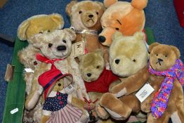 A BOX OF NINE TEDDY BEARS, to include a limited edition Hermann Sonneberg bear 00867/4000, fully