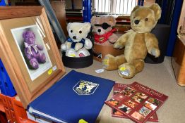 THREE MERRYTHOUGHT AND STEIFF TEDDY BEARS, PICTURE AND EPHEMERA, comprising a Steiff cuddly soft