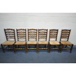 A SET OF FOUR 19TH CENTURY OAK LANCASHIRE CHAIRS, and two similar chairs (6)
