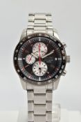 A GENTS 'SEIKO CHRONOGRAPH' WRISTWATCH, non-running, round black dial signed 'Seiko Chronograph