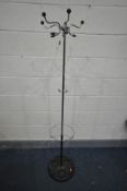 A MID CENTURY SPUTNIK HAT/COAT STAND, height 162cm (condition:-one hook broken off and missing)