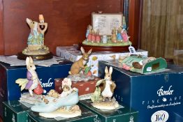 SIX BOXED BORDER FINE ARTS BEATRIX POTTER CHARACTER FIGURES AND GROUPS AND A BOXED CHANCERY RABBIT