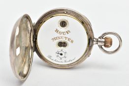 AN 'IWC' HOUR AND MINUTE POCKET WATCH, round white dial signed 'Hour Minutes, patent Automatic
