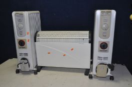 A PAIR OF De'Longhi DRAGON RADIATORS model No 08202IT along with a Homebase heater model No CH-2000B