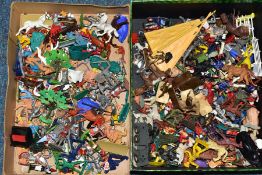 A QUANTITY OF ASSORTED PLASTIC SOLDIER AND OTHER FIGURES, ANIMALS ETC., to include Britains,