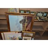 PICTURES AND PRINTS ETC, to include nineteen framed Cash's woven pictures of birds, Still life oil