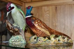 TWO BESWICK BIRDS, comprising Green Woodpecker No1218B (slight nibbles to beak) and Pheasant No1225B