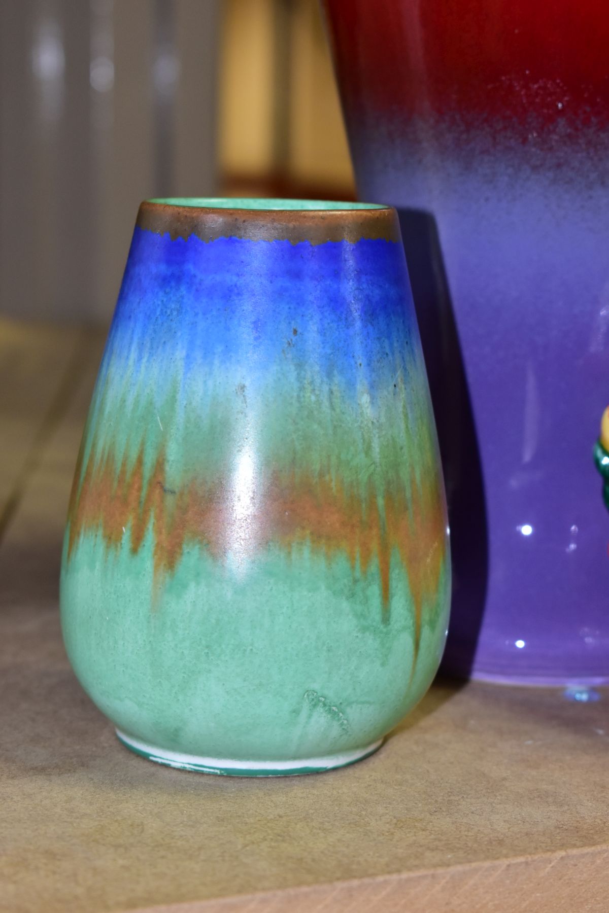 DECORATIVE CERAMICS, comprising a Shelley Art Deco vase with a blue, green and orange glaze, - Image 2 of 7