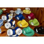 SIXTEEN 20TH CENTURY COFFEE CANS AND SAUCERS, comprising a set of six Coalport bone Athlone Blue,