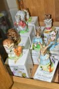 EIGHT BOXED BESWICK BEATRIX POTTER FIGURES, BP-3b comprising Mrs Flopsy Bunny, Old Mr Brown, Old