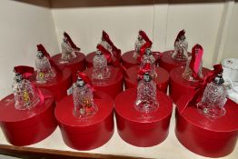 A SET OF TWELVE LIMITED EDITION BOXES WATERFORD CRYSTAL 'TWELVE DAYS OF CHRISTMAS' BELLS, each