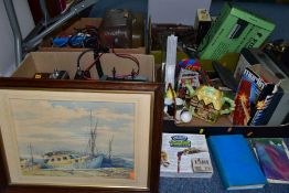 FOUR BOXES OF VINTAGE RADIOS AND RADIO EQUIPMENT, ADDING MACHINES AND SUNDRY ITEMS, to include a