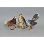 THREE BESWICK BIRDS, comprising Pigeon No1383B (two stripes on wing), red gloss, Song Thrush