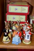 NINE BOXED ROYAL DOULTON BUNNYKINS FIGURES, comprising Happy Christmas DB17, Happy Birthday DB21,