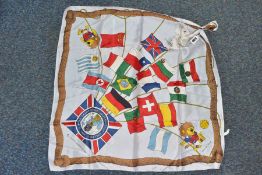 A SCARF PRODUCED FOR THE 1966 WORLD CUP, the 68cm square scarf features British and international