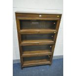 AN EARLY 20TH CENTURY 'GUNN' OAK SECTIONAL BOOKCASE, width 87cm x depth 25cm x 146cm (condition:-