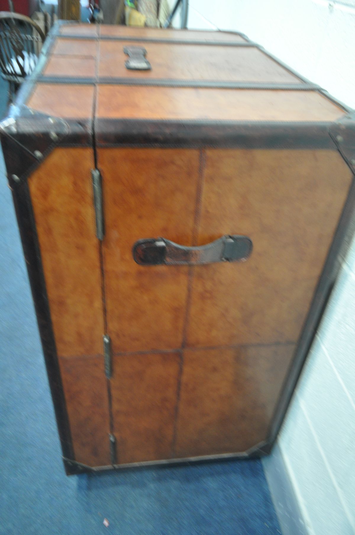 A BROWN LEATHER WRAPPED COCKTAIL CABINET, possibly made by 'Coach house', the two door enclosing - Image 2 of 10