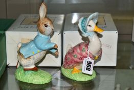 TWO BOXED BESWICK/WARE BEATRIX POTTER LARGE FIGURES, comprising Jemima Puddleduck BP-9a (100th