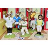 FIVE ROYAL DOULTON BUNNYKINS SPORTING RELATED FIGURES, comprising four limited edition figures