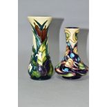 TWO SMALL MOORCROFT POTTERY VASES, a Celtic Web pattern bottle vase, dated 2002 to base, height 10.