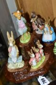 SEVEN JOHN BESWICK BEATRIX POTTER FIGURES, BP-4 comprising Fierce Bad Rabbit, Flopsy Mopsy and