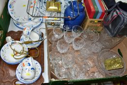 TWO BOXES AND LOOSE SUNDRY ITEMS ETC, to include a Princess Mary Christmas tin, inscribed to the