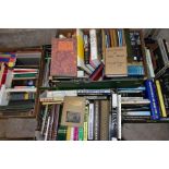 FIVE BOXES OF BOOKS, to include 'A Dictionary of Art Terms' by Reginald Haggar, signed, 'A Manual of