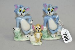 THREE WADE MGM TOM AND JERRY FIGURES, comprising two Tom figures height 9cm and Jerry height 4.
