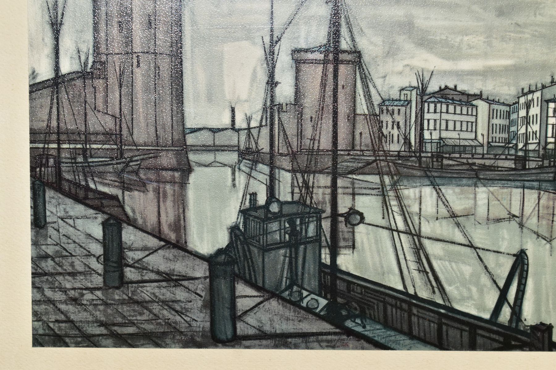 BERNARD BUFFET 'LE PORT DE LA ROCHELLE', a vintage open edition print of a French Harbour, framed, - Image 4 of 4