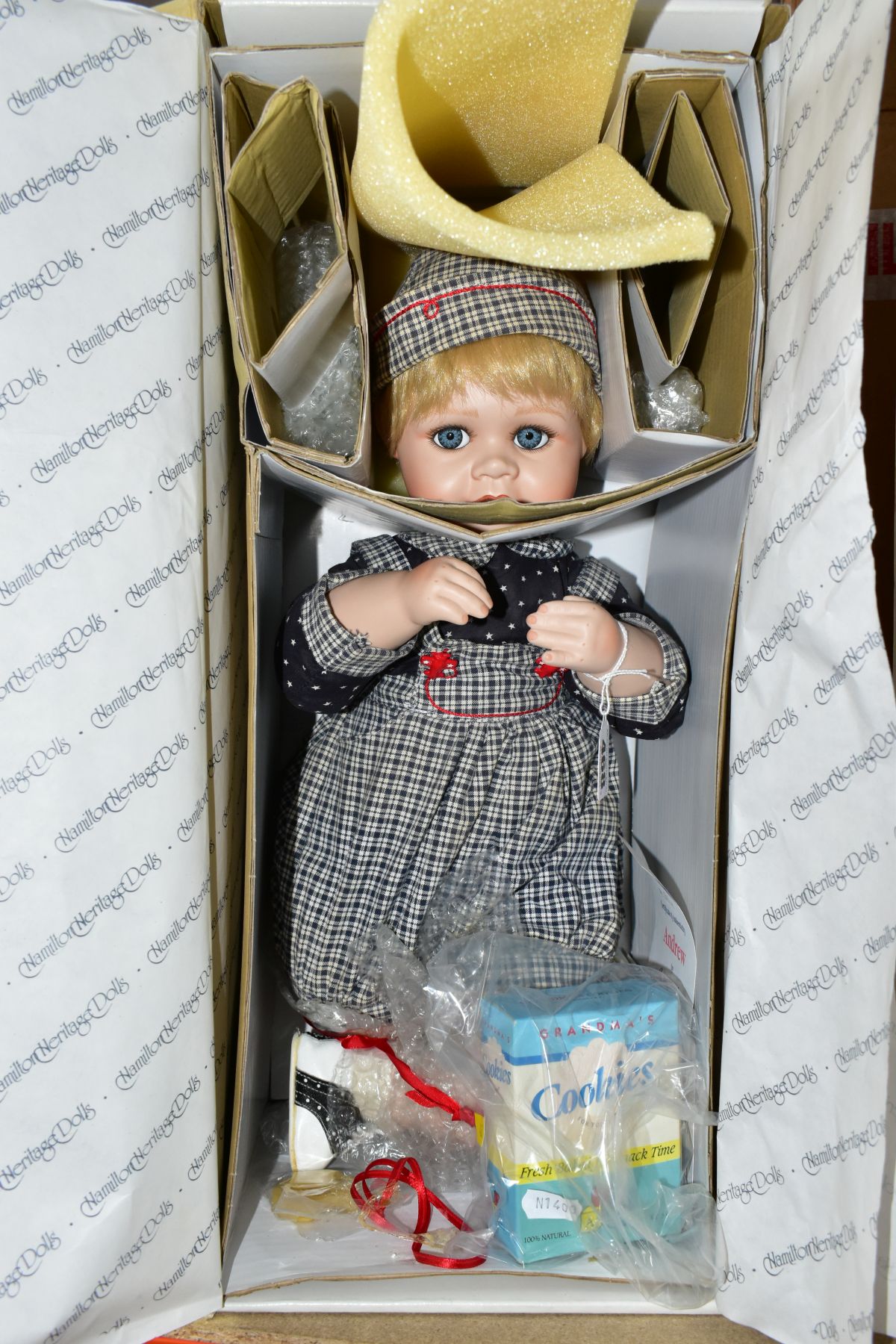 THREE BOXED HAMILTON HERITAGE DOLLS, by Connie Walser Derek, bisque porcelain head and limbs, soft - Image 6 of 7