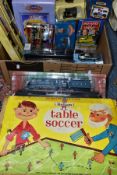 A BOX AND LOOSE BOXED DIECAST VEHICLES AND TABLE SOCCER GAME, to include an Only Fools and Horses '