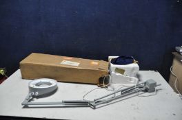 A ONE THOUSAND AND ONE LAMP LTD INDUSTRIAL ARTICULATED INSPECTION LAMP with central magnifying glass