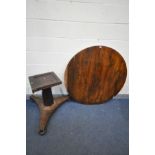 A VICTORIAN ROSEWOOD CIRCULAR BREAKFAST TABLE, diameter 120cm x height 74cm (condition:-multiple