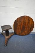 A VICTORIAN ROSEWOOD CIRCULAR BREAKFAST TABLE, diameter 120cm x height 74cm (condition:-multiple
