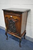 MAPLE AND CO OF LONDON AND PARIS, A EDWARDIAN MAHOGANY SINGLE DOOR CUPBOARD, with a foliate