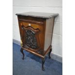 MAPLE AND CO OF LONDON AND PARIS, A EDWARDIAN MAHOGANY SINGLE DOOR CUPBOARD, with a foliate