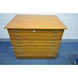 A MODERN OAK NINE DRAWER PLAN CHEST, width 107cm x depth 80cm x height 92cm (condition - top