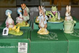 FIVE BOXED BESWICK BEATRIX POTTER FIGURES, BP-10a, comprising Jemima and Her Ducklings, Jemima