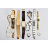 A BAG OF LADIES WRISTWATCHES AND OTHER ITEMS, to include seven wristwatches such as a 'Seiko quartz'