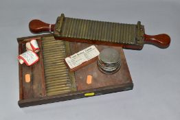 A PILL MAKING MACHINE AND SUNDRY PHARMACEUTICAL ITEMS, comprising a brass mounted, wooden nineteenth