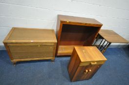 A MID -CENTURY WALNUT TWO DOOR CABINET, and an oak blanket chest, width 85cm x depth 50cm x height