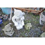 THREE COMPOSITE GROTESQUES all seated, the largest height 56cm